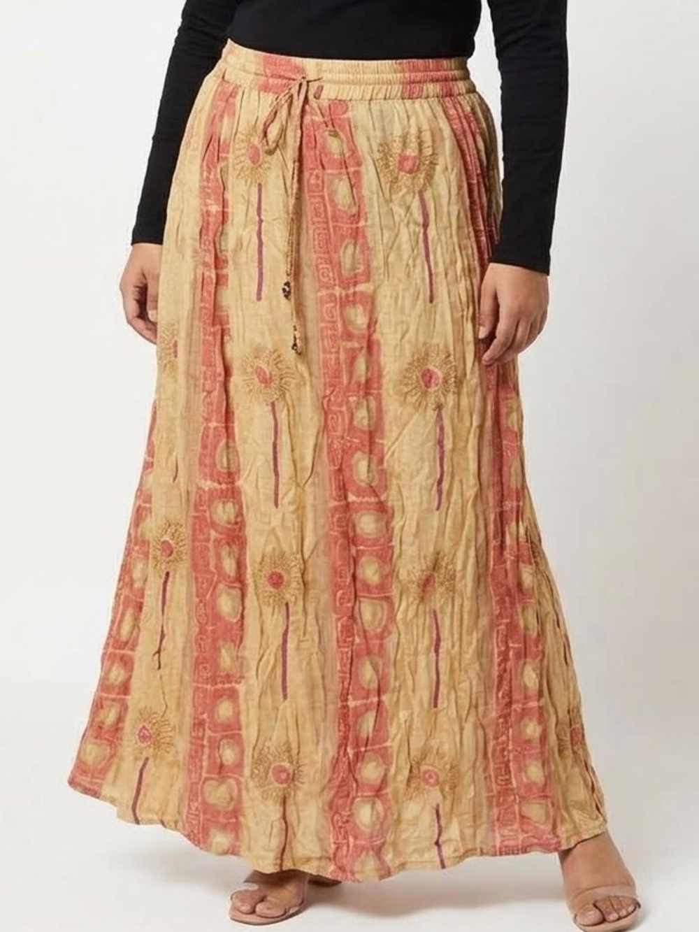 PAPA VANCOUVER Flowy Boho Maxi Crinkle Skirt Style Hippy Bohemian Size 3X